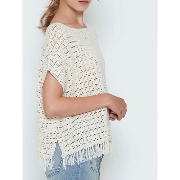 NEW Joie Women’s Large Amal Fringed Open Knit Sweater - Picture 1 of 9